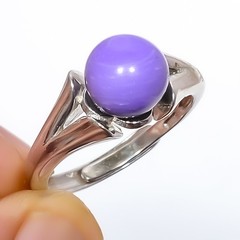 Charoite Gemstone 925 Silver Plated Ring Adjustable (R83)