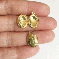 10 pcs gold plated brass oval locket Pendants , small photo locket charm 11x16mm