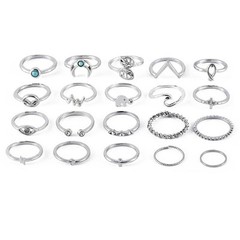 Bohemian 20 PC Ring Lot Ring Popular Silver Tone Boho Rings NEW Teen Favored