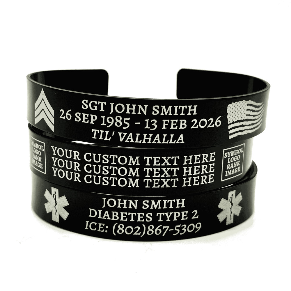 Personalized Memorial Bracelet Cuff Emotional Support Medical Alert Aluminum