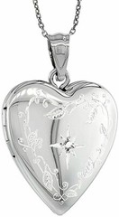Sterling Silver Diamond Heart Locket for 2 Photo 3/4inch w/out Necklace 16-24″
