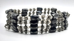 34 Inch Gray, Silver, Black Crystal Hematite Magnetic Wrap Bracelet Necklace