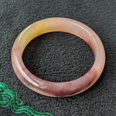 56mm 100% Natural Grade A Multicolor Golden Silk Jade jadeite Bangle Bracelet