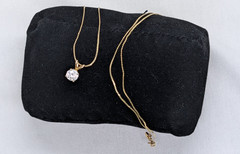 14k GF CZ Pendant 1/20 14k GF Chain Necklace Signed PPC 17″ Gold Tone 1.05g