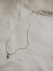 Napier Necklace Silver Tone White Faux Pearl Round Pendant Statement Jewelry