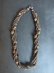 Women’s Necklace Twist Beads Ethnic Boho 22” Brown Black Gold Beads