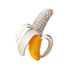 Fashion Rhinestone Banana Brooch Pin Badge Fruit Pin Women Corsage Jewelry Gift
