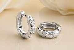 1Ct Round Cut Simulated Diamond Huggie Hoop Earrings 14K White Gold Plated