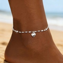 Women’s Fashion Heart Pendant Delicate Chain Anklet Simple Alloy Anklet