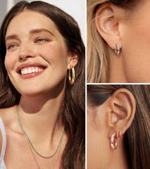Gold Hoop Earrings for Women Chunky Hoops 14K Gold Plated Thick Hollow Tube Ligh