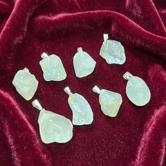 Blue Topaz Rough Raw Crystal Pendant (Silver Bail) Genuine Brazil Mineral