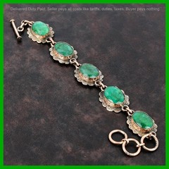 Oval Natural Zambian Emrald Birthday Bezel Anniversary Sister Bracelet Copper