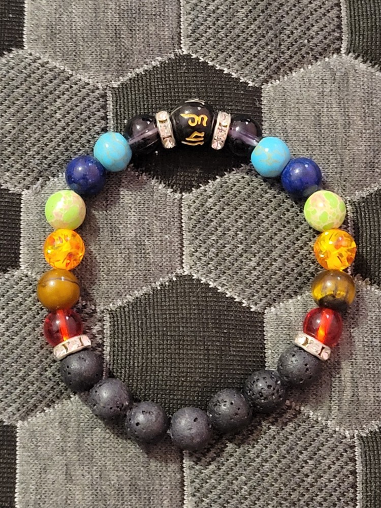 Volcanic Stone Double Chakra Beaded Bracelet