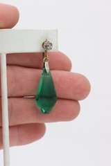 SINGLE Vintage unsigned Miriam Haskell Earring Gripoix Green Glass Screwback