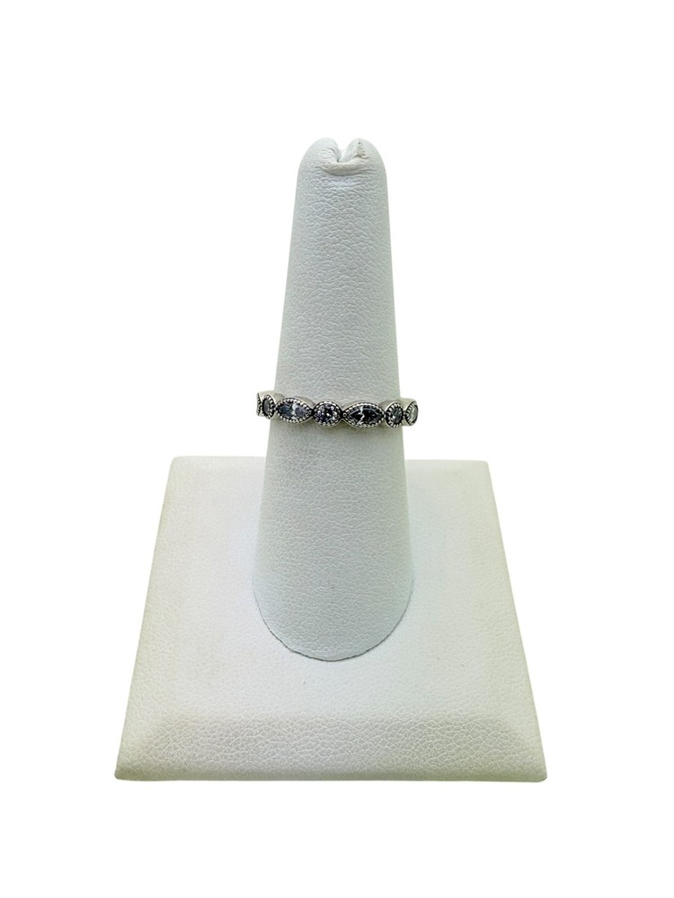 Pandora Sterling Silver Clear CZ Alluring Brilliant Round Marquise Ring Sz 7 1/2