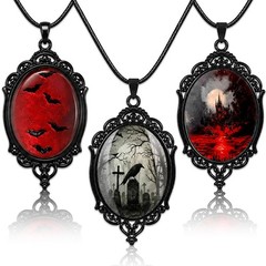 3PCS Halloween Gothic Raven Bat Vampire Necklace for Women Witch Jewelry