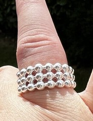 3 Tier Bubble Ball Ring Open Size No Silver Stamp? Selling As Costume Jewellery!