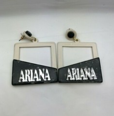 Personalized Custom White and Black Marble Earrings Name Plate LaserCut Stunning