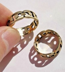 2 Machine Bright cut design Rings Gold Fill Sample -Chain link – sz 11.25 & 6.75