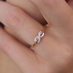 1Ct Round Cut Simulated Diamond Wedding Infinity Band Ring 14k YellowGold Plated