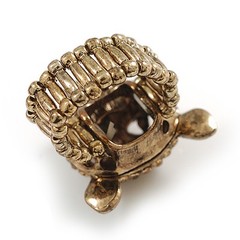 Citrine Crystal Leopard Stretch Ring In Aged Gold Plating – 30mm Long – 7/8 Size