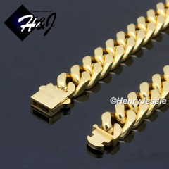 16″-40″MEN Stainless Steel 12mm Gold Plated Miami Cuban Curb Chain Necklace*N166