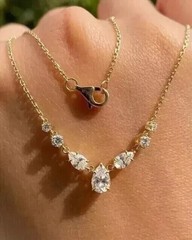2Ct Pear Cut Simulated Diamond Women’s Charm Pendant In 14K Yellow Gold Plated