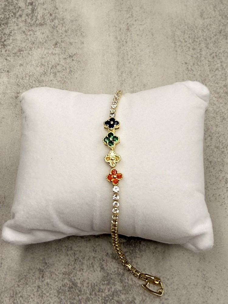 Rainbow Crystal Clover Bracelet