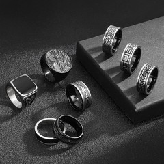 8Pcs Stainless Steel Vintage Rings for Men Greek Signet Thumb Silvery Golden …