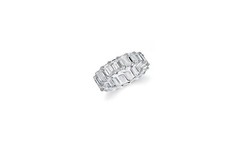 925 Sterling Silver Eternity Band Ring with Emerald Cut Cubic Zirconia Stones