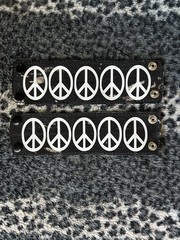 Bracelet Bleached Black Denim/Leather Wrist Cuff Bangal Unisex Handmade Jewelry