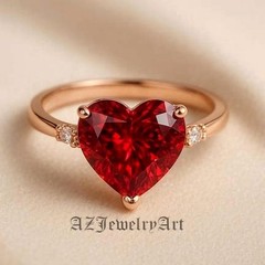 Heart cut Red Spinel Ring 925 Sterling Silver Gift For Her Engagement Ring.