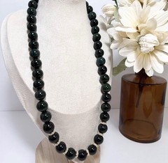 Agate Green 23IN Clasp Closure Bead Necklace 14MM