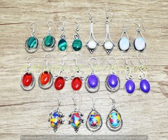 Malachite & Mix Gemstone Ethnic Handmade Fashion Earrings 20pcs Lot FE-384