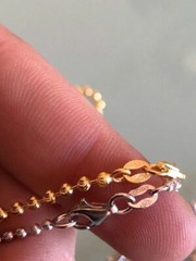 Ball Moon Chain SOLID 925 Silver 14k Yellow Gold Plated Hip Hop Cut Men Women