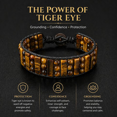 Natural Tiger’s Eye Stone Beads Chakra Balancing Mens Bracelet Gift Handmade