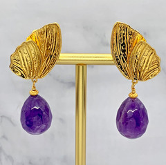 YSL YVES SAINT LAURENT Amethyst Wing Clip On Earrings – Pre owned / MG6264