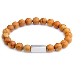 1 pc Natural Stone Bead Bracelet Tiger Eye Lava Stainless Steel