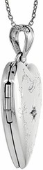 Sterling Silver Diamond Heart Locket for 2 Photo 3/4inch w/out Necklace 16-24″