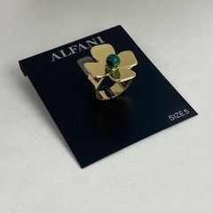 Alfani Gold-Tone Clover with Green Center Stone Ring Size 5