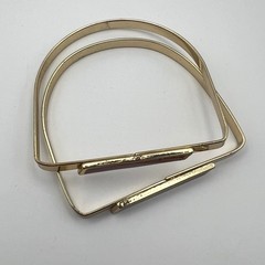 Vintage Geometric Enamel Bangles Set – Gold Tone Square Red & Brown Modernist
