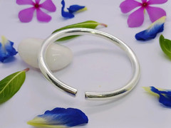 Thick Heavy Sterling Silver Ankle bangle, 925 Silver Plain Adjustable Bangle | H