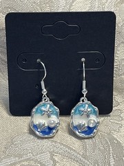 Vintage Beach Summer Sea Life Silver Enamel Dangle Bohemian Fashion Earrings