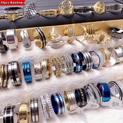 50Pcs MIX LOT Stainless Titanium Steel Rings Wholesale Men Women Fashion Jewelry