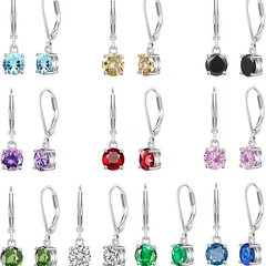 20pcs Stainless-Steel Leverback 8mm Cubic Zirconia Earrings