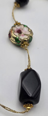 Premier Designs Retired Cloisonné Dalmatian Jasper Crystal Station Necklace 30″