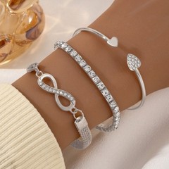 Women’s Fashion Heart Bracelet Inlaid Rhinestone Alloy Bracelet Jewelry Set
