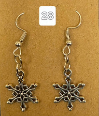 Silver Tone Snowflake Dangle/Drop Hook Earrings Metal Lobe Christmas No Stone