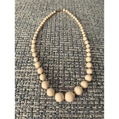 Graduated Bead Necklace Cream Ivory Gold Tone Spacers Vintage Style Estate