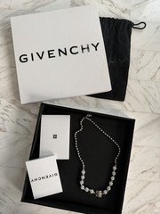 Givenchy Signed Silver-Tone Pavé Crystal Ball/Bead Chain Necklace, Lobster